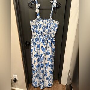 SHEIN Blue and White Smocked Dress